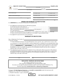 Form CC-CV-081 Petition for Warrant of Restitution - Maryland, Page 2