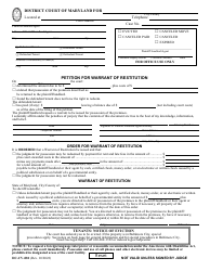 Form DC-CV-081 Petition for Warrant of Restitution - Maryland (English/Spanish)