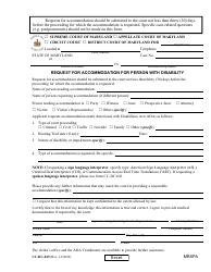 Document preview: Form CC-DC-049 Request for Accommodation for Person With Disability - Maryland