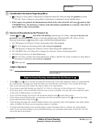 Form DV-109 Notice of Court Hearing (Domestic Violence Prevention) - California, Page 2