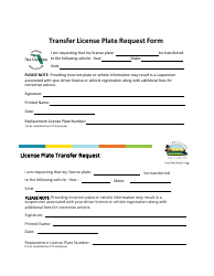 Transfer License Plate Request Form - Lee County, Florida