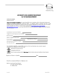 Form 190 Out of Business Affidavit - Lee County, Florida