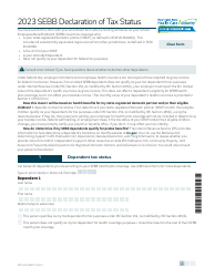 Form HCA20-0087 Sebb Declaration of Tax Status - Washington