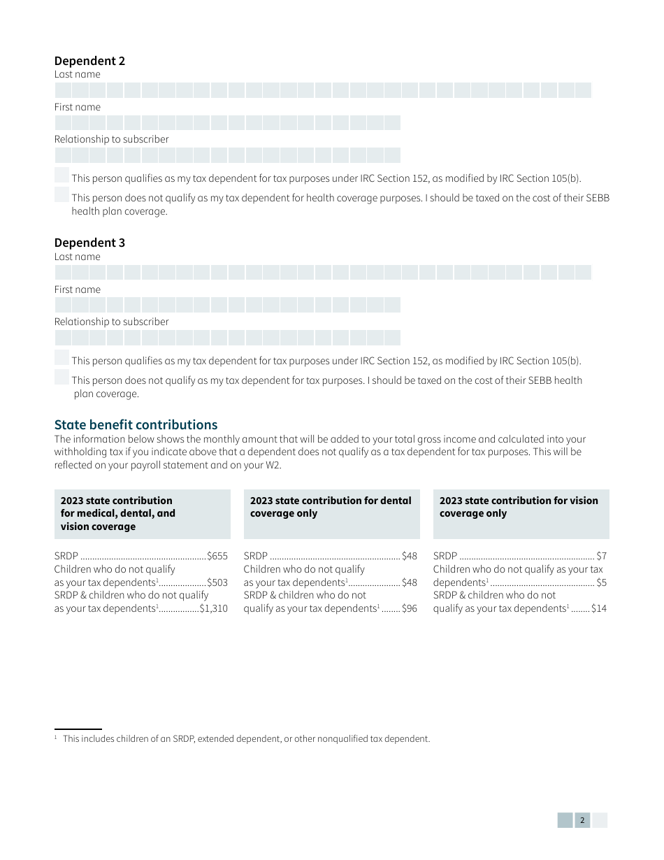 Form HCA20-0087 Sebb Declaration of Tax Status - Washington, Page 2