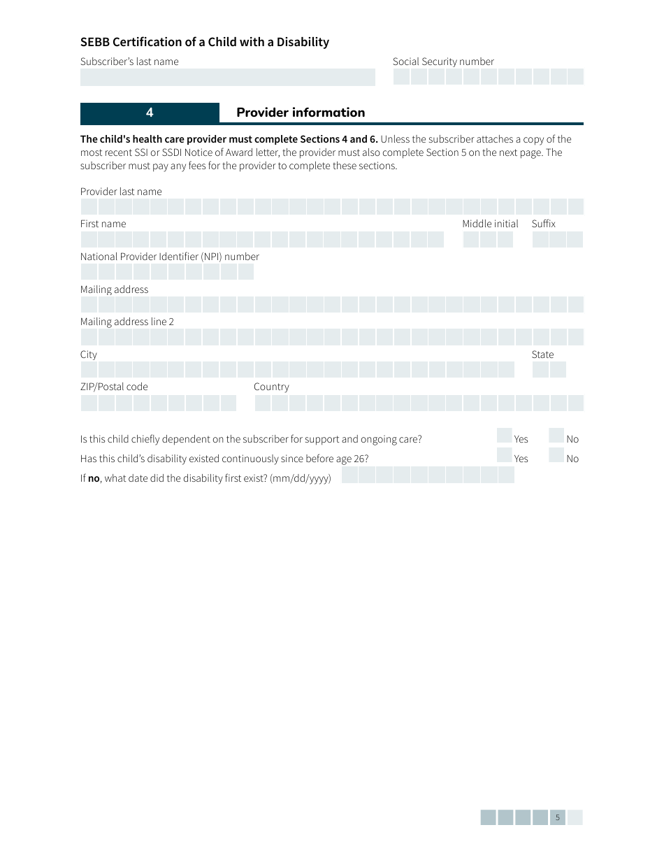 Form HCA20-0061 Sebb Certification of a Child With a Disability - Washington, Page 5
