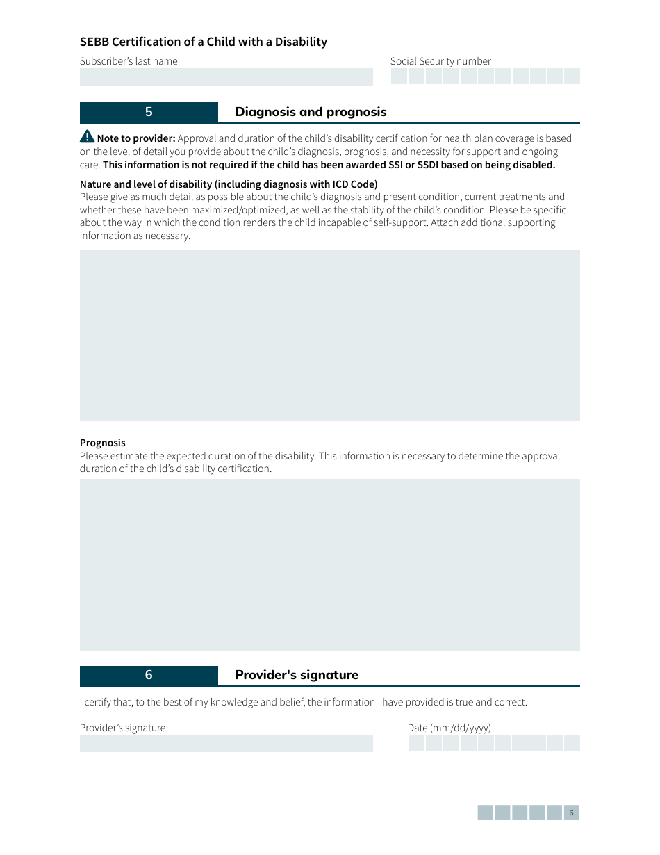 Form HCA20-0061 Sebb Certification of a Child With a Disability - Washington, Page 6