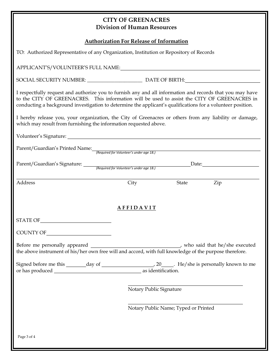 Volunteer Application - City of Greenacres, Florida, Page 3