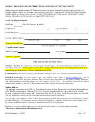 Request for Copies or Certified Copies of Business Entity Documents - Alabama, Page 2
