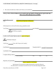 Name Reservation Renewal Request Form (Domestic or Foreign) - Alabama, Page 2
