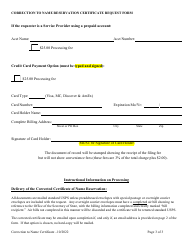 Correction to Name Reservation Certificate Request Form (Domestic or Foreign - Alabama, Page 3
