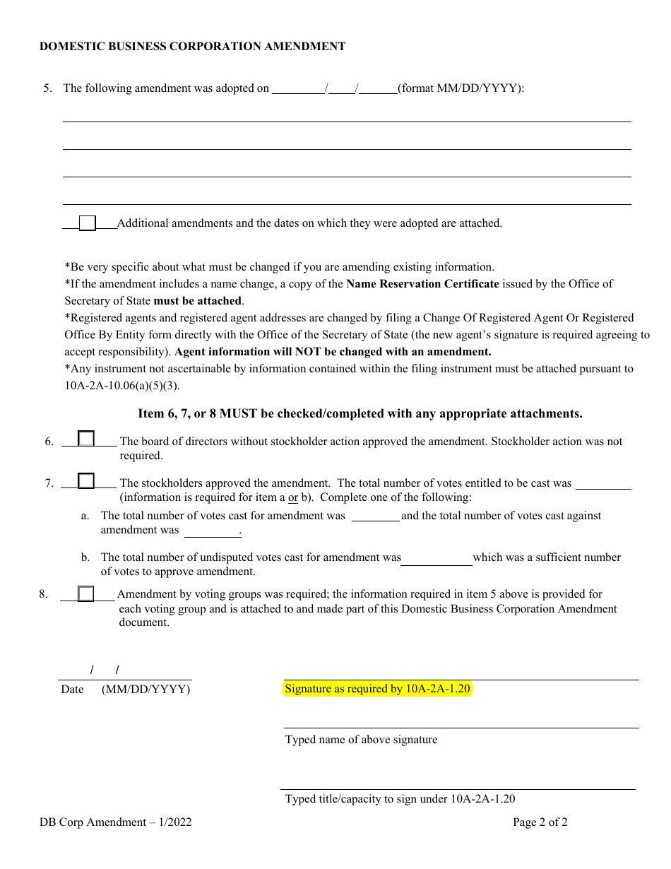 Alabama Domestic Business Corporation Amendment to Certificate of ...