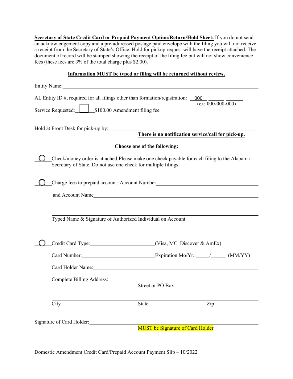 Domestic Business Corporation Amendment to Certificate of Incorporation - Alabama, Page 3