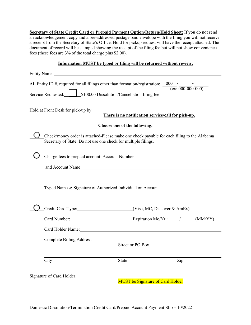 Domestic Business Corporation Articles of Dissolution - Alabama, Page 3