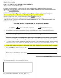 Document preview: Foreign Corporation (Business or Non-profit) Application for Registration - Alabama