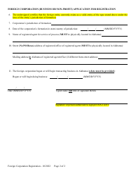 Foreign Corporation (Business or Non-profit) Application for Registration - Alabama, Page 2