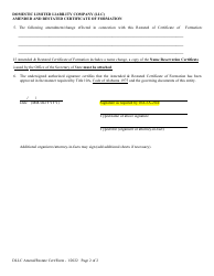 Domestic Limited Liability Company (LLC) Amended and Restated Certificate of Formation - Alabama, Page 2