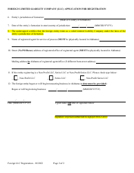 Foreign Limited Liability Company (LLC) Application for Registration - Alabama, Page 2