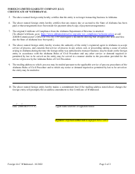 Foreign Limited Liability Company (LLC) Certificate of Withdrawal - Alabama, Page 2