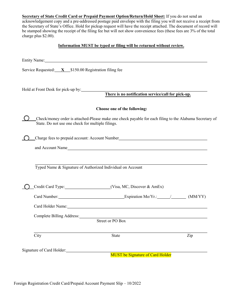 Foreign Limited Partnership (Lp) Statement of Authority - Alabama, Page 5