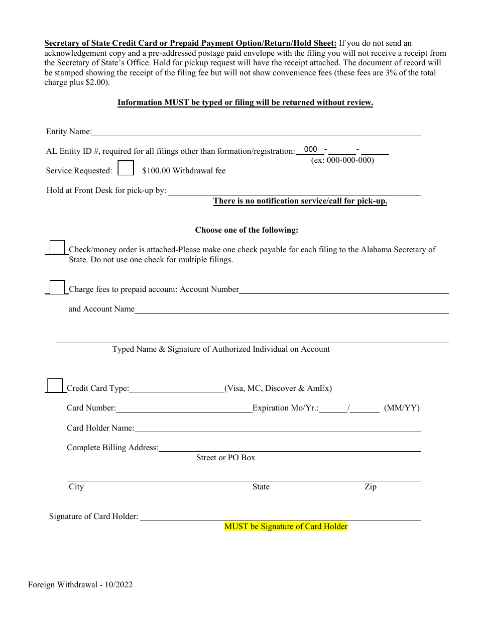 Foreign Limited Partnership (Lp) Statement of Withdrawal - Alabama, Page 3