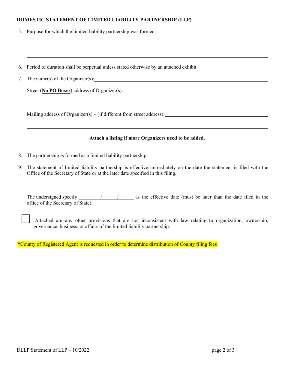 Alabama Domestic Statement Of Limited Liability Partnership Llp Fill Out Sign Online And 2653