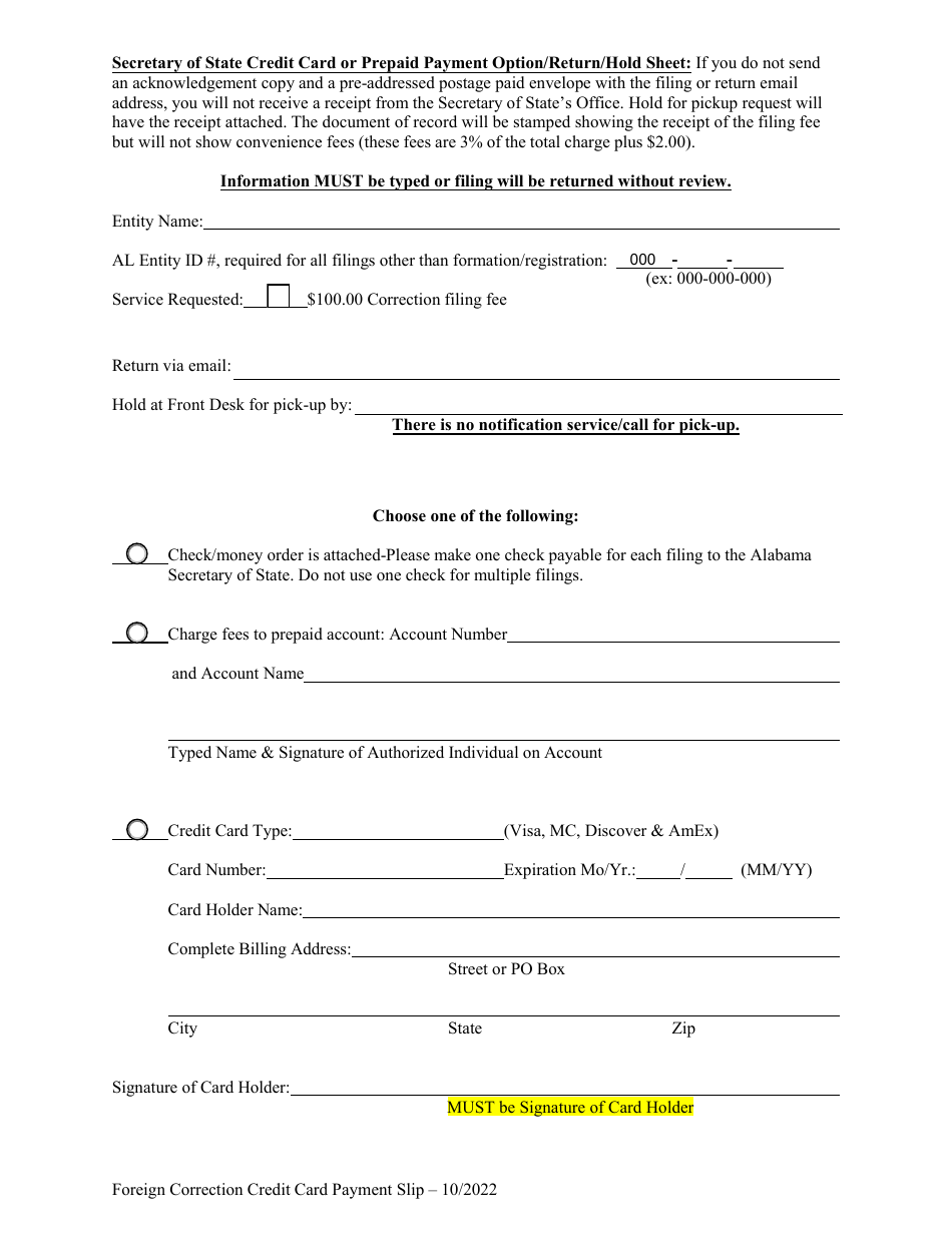 Foreign Limited Liability Partnership (LLP ) Statement of Correction - Alabama, Page 3