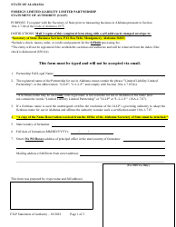 Foreign Limited Liability Limited Partnership Statement of Authority (Lllp) - Alabama