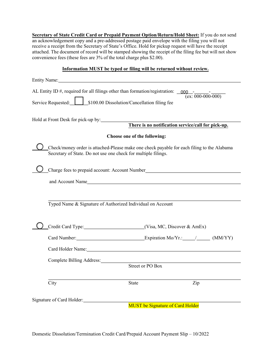 Domestic General Partnership Cancellation of Statement of Partnership / Statement of Not for Profit Partnership - Alabama, Page 3