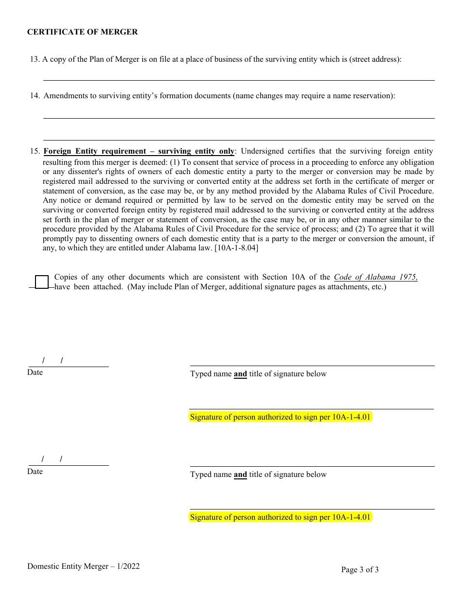 Certificate of Merger - Alabama, Page 3