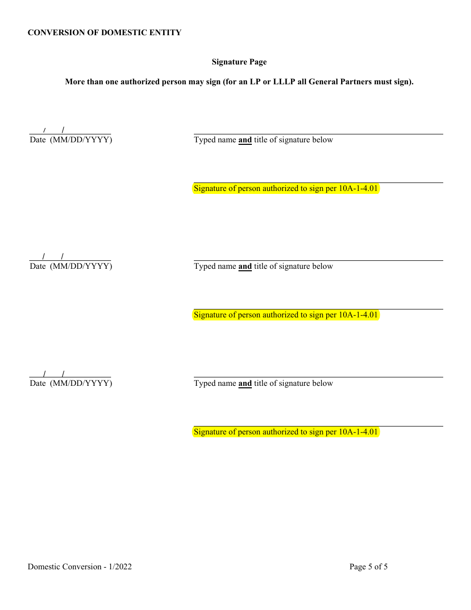 Conversion of a Domestic Entity - Alabama, Page 5