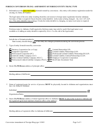 Foreign Conversion Filing: Amendment of Foreign Entity Filing Type - Alabama, Page 2