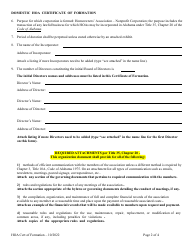 Homeowners&#039; Association (Hoa) Domestic Nonprofit Corporation Certificate of Formation - Alabama, Page 2