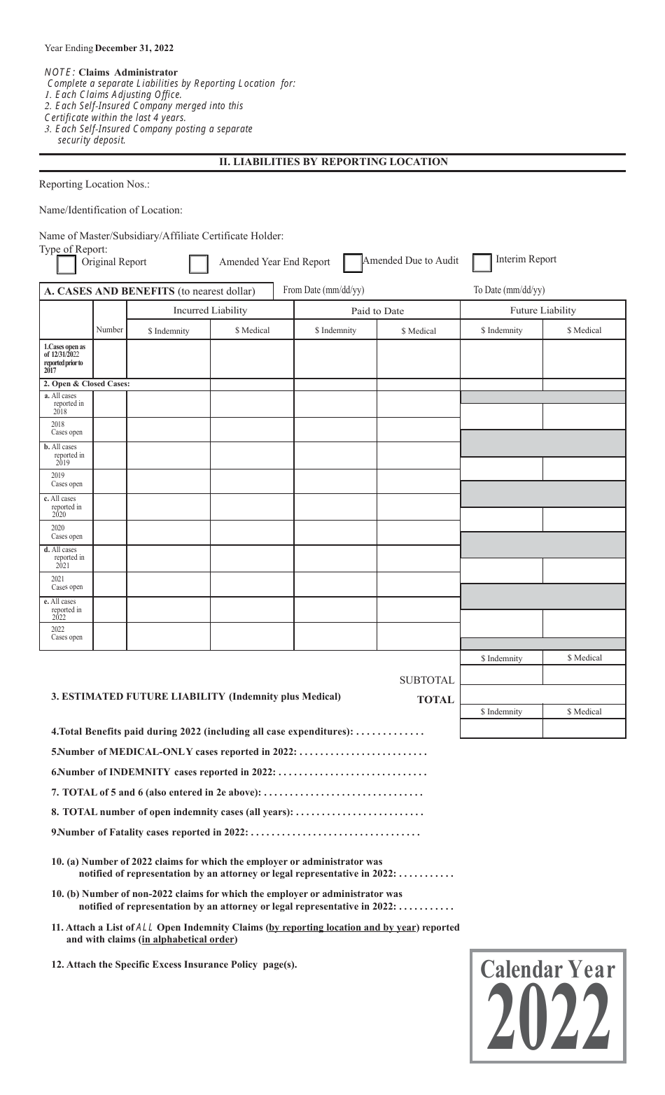 Form AR-1 Private Self-insurers Annual Report - California, Page 2