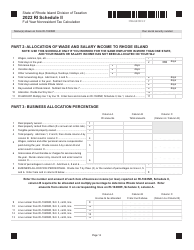 Schedule II Full Year Nonresident Tax Calculation - Rhode Island, Page 2