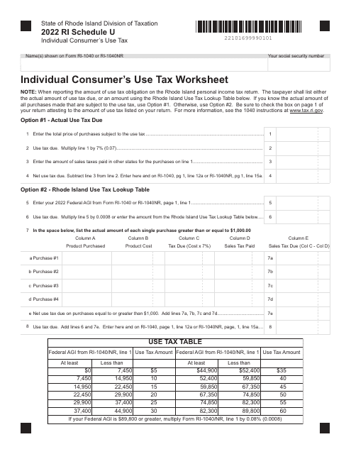 Schedule U 2022 Printable Pdf