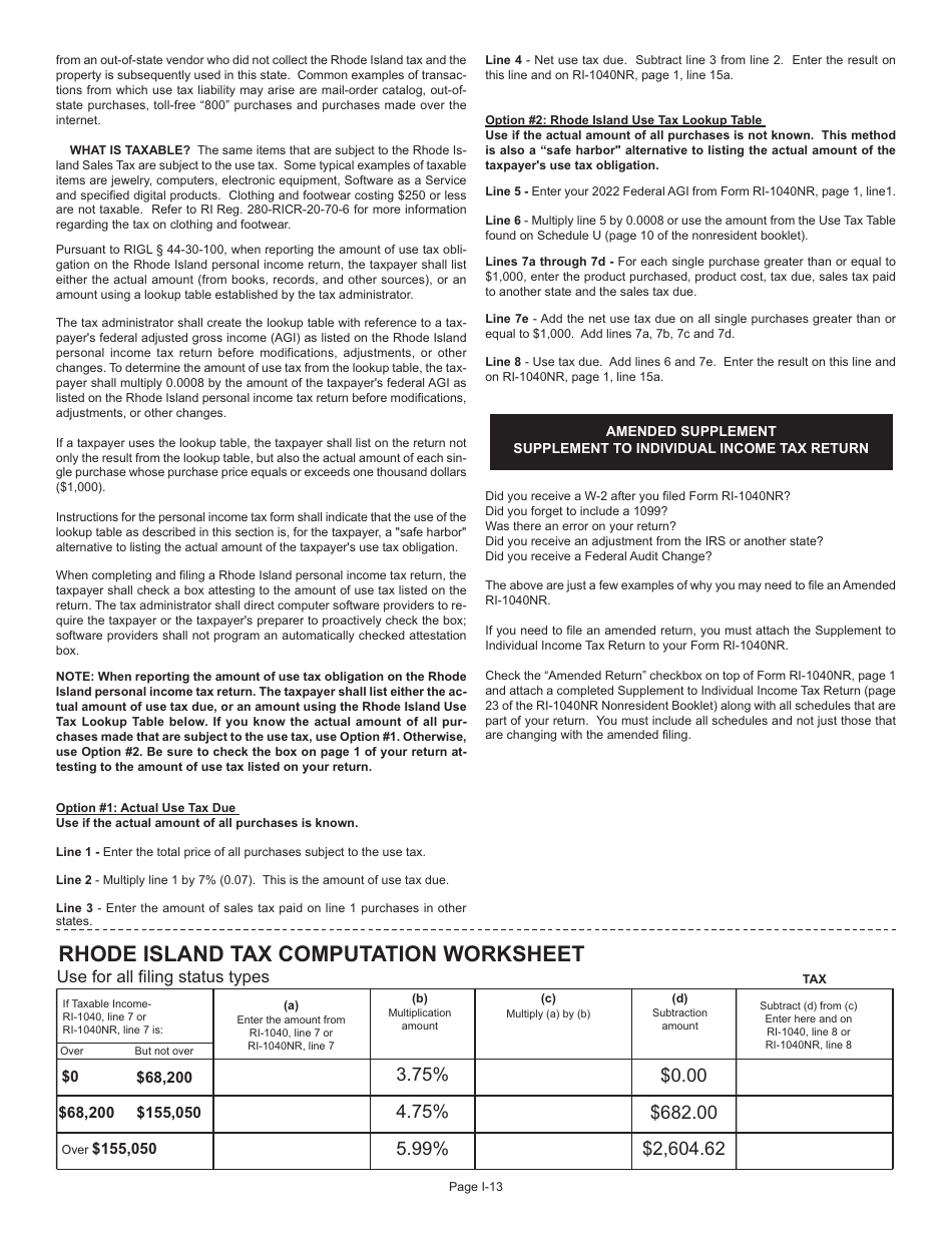 Instructions for Form RI-1040NR Nonresident Individual Income Tax Return - Rhode Island, Page 13