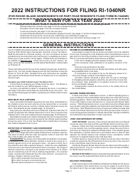 Instructions for Form RI-1040NR Nonresident Individual Income Tax Return - Rhode Island