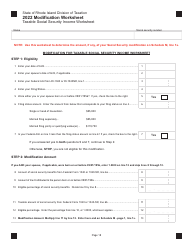 Document preview: Taxable Social Security Income Worksheet - Rhode Island, 2022