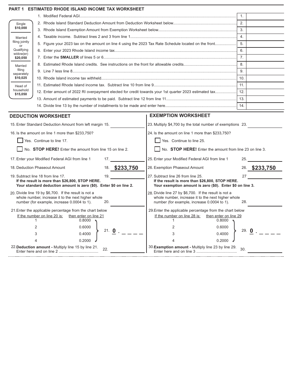 Form RI-1040ES Rhode Island Resident and Nonresident Estimated Payment Coupons - Rhode Island, Page 2