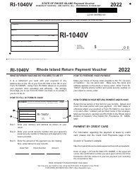 Form RI-1040V Personal Income Tax Payment Voucher - Rhode Island