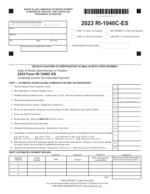 Form RI-1040C-ES Composite Income Tax Estimated Payment - Rhode Island, 2023