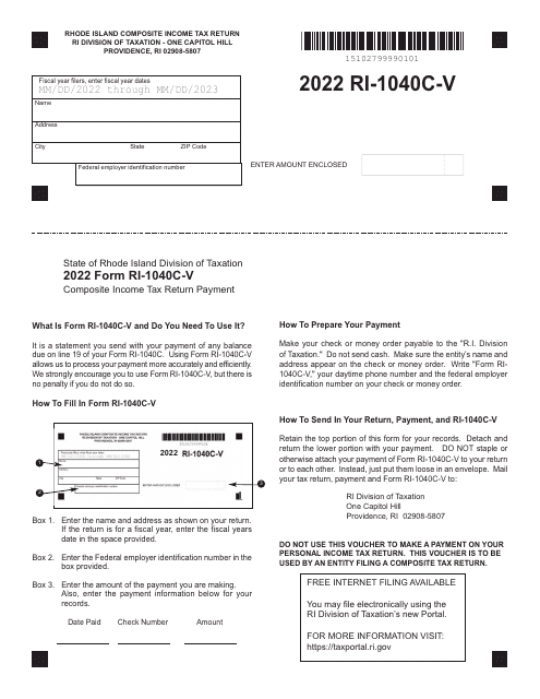 Form RI-1040C-V 2022 Printable Pdf
