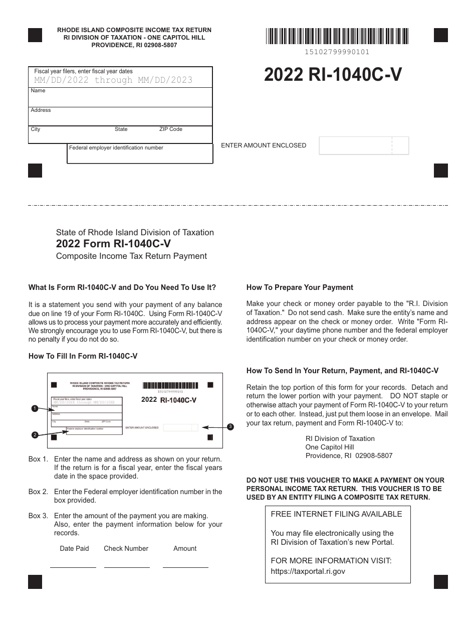 Form RI-1040C-V Rhode Island Composite Income Tax Return - Rhode Island, Page 1