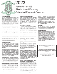 Form RI-1041ES Rhode Island Fiduciary Estimated Payment Coupons - Rhode Island