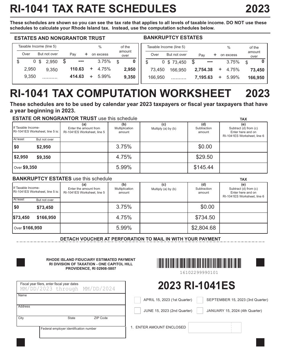 Form RI-1041ES Rhode Island Fiduciary Estimated Payment Coupons - Rhode Island, Page 3