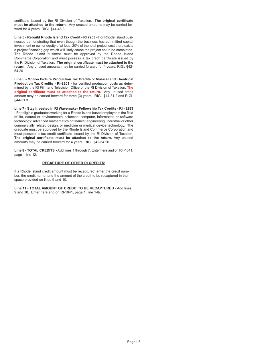 Instructions for Form RI-1041 Fiduciary Income Tax Return - Rhode Island, Page 6