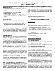 Instructions for Form RI-1120C Business Corporation Tax Return - Rhode Island