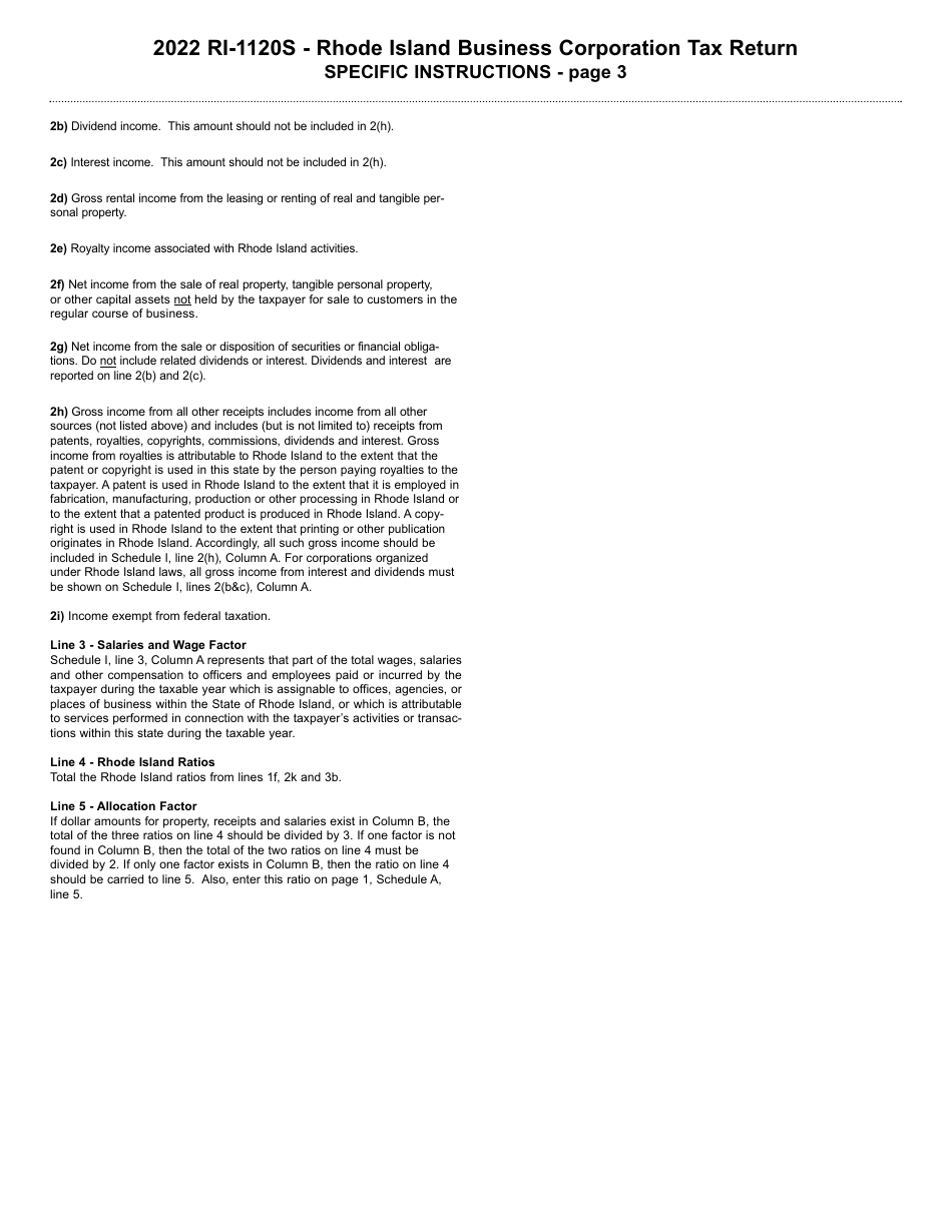 Instructions for Form RI-1120S Rhode Island Business Corporation Tax Return - Rhode Island, Page 3