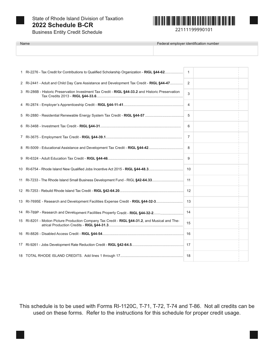 2022-rhode-island-business-entity-credit-schedule-fill-out-sign