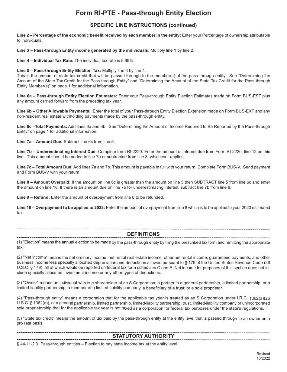 Form RI-PTE Pass-Through Entity Election Tax Return - Rhode Island, Page 4